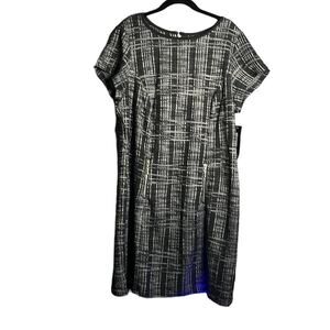 Sharagano Short Sleeve Black and White Tweed Dress Size 14W
